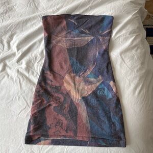 With Jean Multicolor Strapless Mini Dress